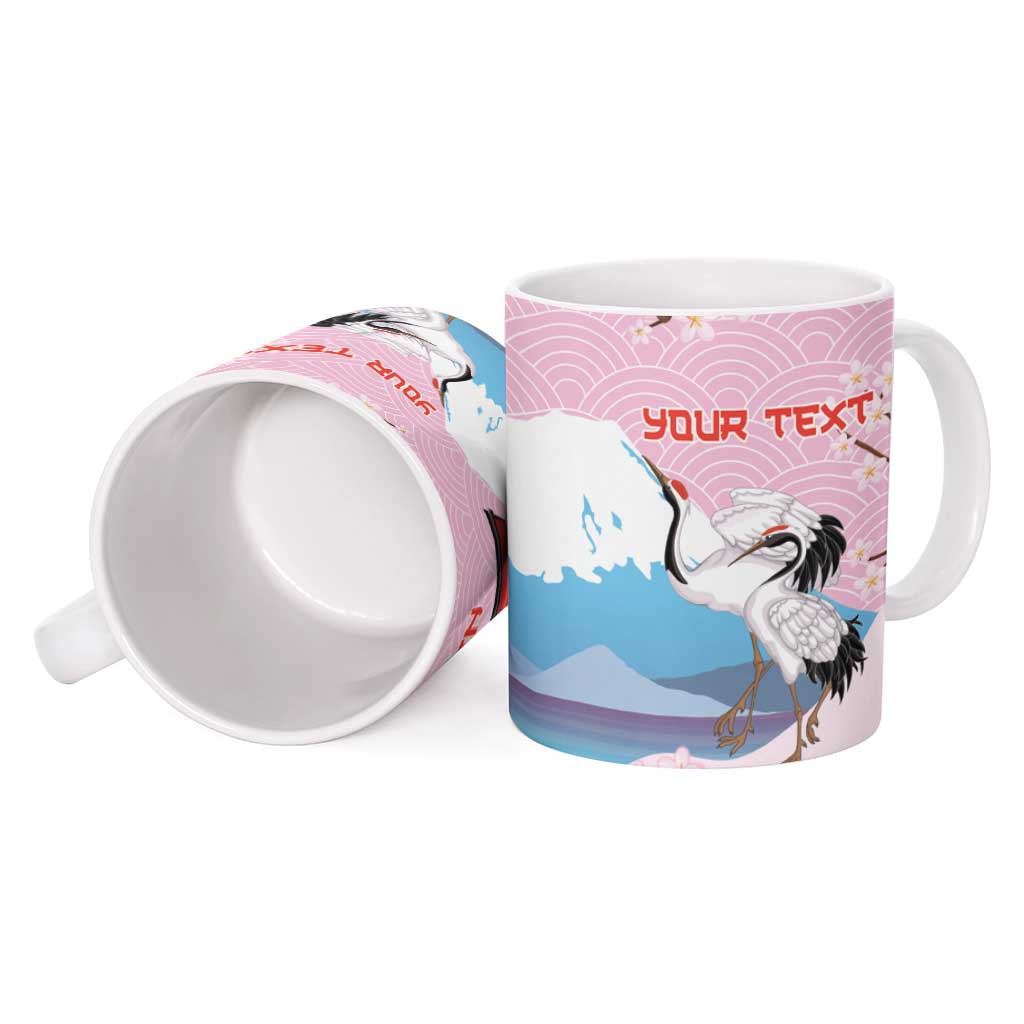 Japanese Torii Gate Cranes Personalised Ceramic Mug Fuji Mount Sakura Seigaiha Pattern LT14 - Polynesian Pride