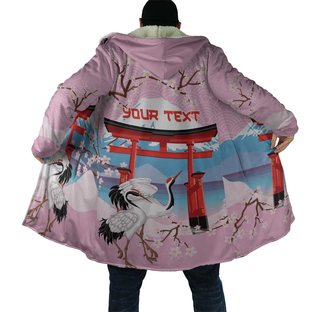 Japanese Torii Gate Cranes Personalised Cloak Fuji Mount Sakura Seigaiha Pattern LT14 - Polynesian Pride
