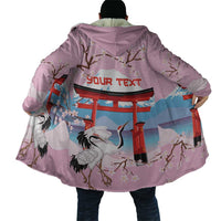 Japanese Torii Gate Cranes Personalised Cloak Fuji Mount Sakura Seigaiha Pattern LT14 - Polynesian Pride
