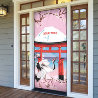 Japanese Torii Gate Cranes Personalised Door Cover Fuji Mount Sakura Seigaiha Pattern
