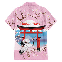 Japanese Torii Gate Cranes Personalised Family Matching Long Sleeve Bodycon Dress and Hawaiian Shirt Fuji Mount Sakura Seigaiha Pattern
