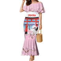 Japanese Torii Gate Cranes Personalised Family Matching Mermaid Dress and Hawaiian Shirt Fuji Mount Sakura Seigaiha Pattern