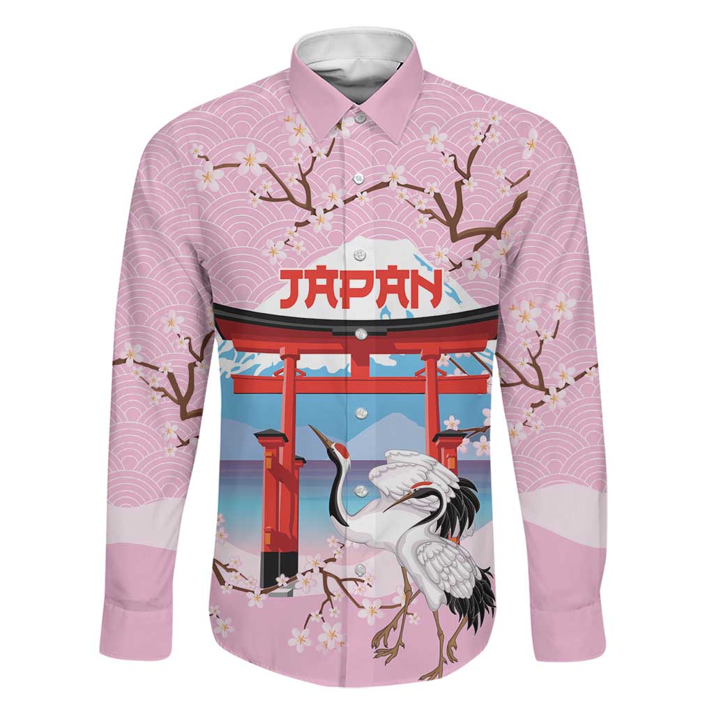 Japanese Torii Gate Cranes Personalised Family Matching Tank Maxi Dress and Hawaiian Shirt Fuji Mount Sakura Seigaiha Pattern
