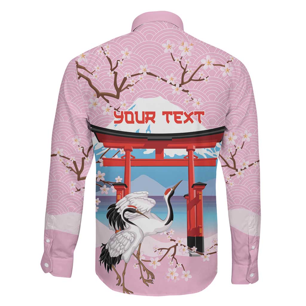 Japanese Torii Gate Cranes Personalised Family Matching Tank Maxi Dress and Hawaiian Shirt Fuji Mount Sakura Seigaiha Pattern
