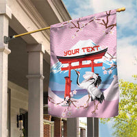 Japanese Torii Gate Cranes Personalised Garden Flag Fuji Mount Sakura Seigaiha Pattern LT14 House Flag Pink - Polynesian Pride
