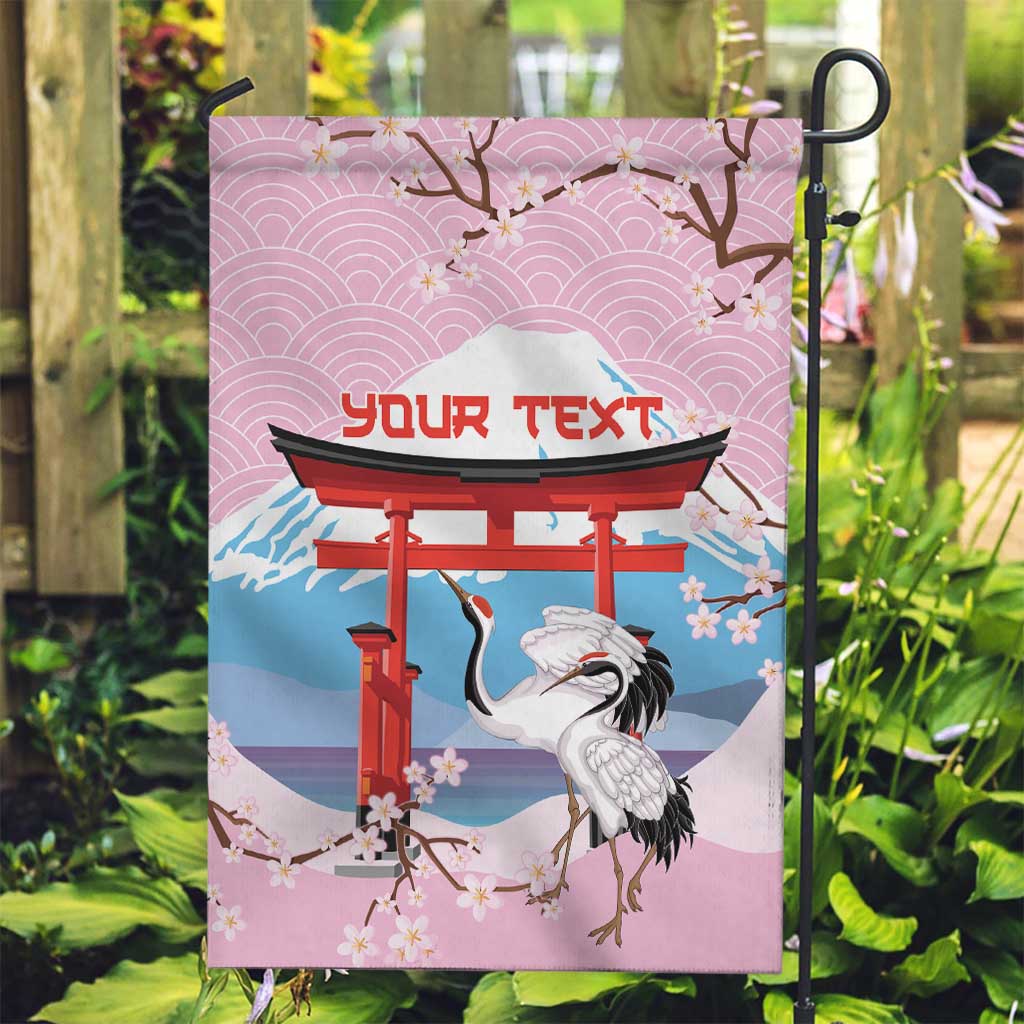 Japanese Torii Gate Cranes Personalised Garden Flag Fuji Mount Sakura Seigaiha Pattern LT14 Garden Flag Pink - Polynesian Pride
