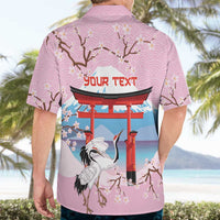 Japanese Torii Gate Cranes Personalised Hawaiian Shirt Fuji Mount Sakura Seigaiha Pattern LT14 - Polynesian Pride