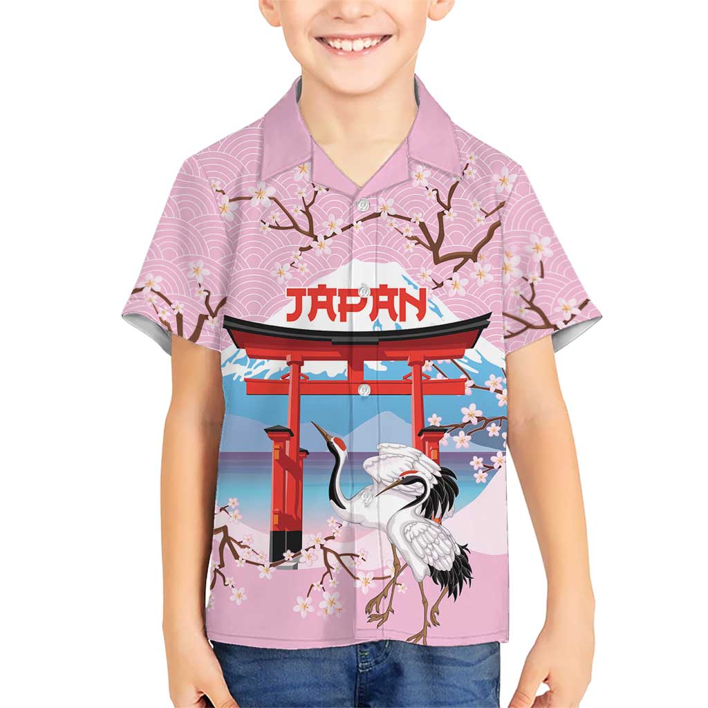 Japanese Torii Gate Cranes Personalised Hawaiian Shirt Fuji Mount Sakura Seigaiha Pattern LT14 - Polynesian Pride