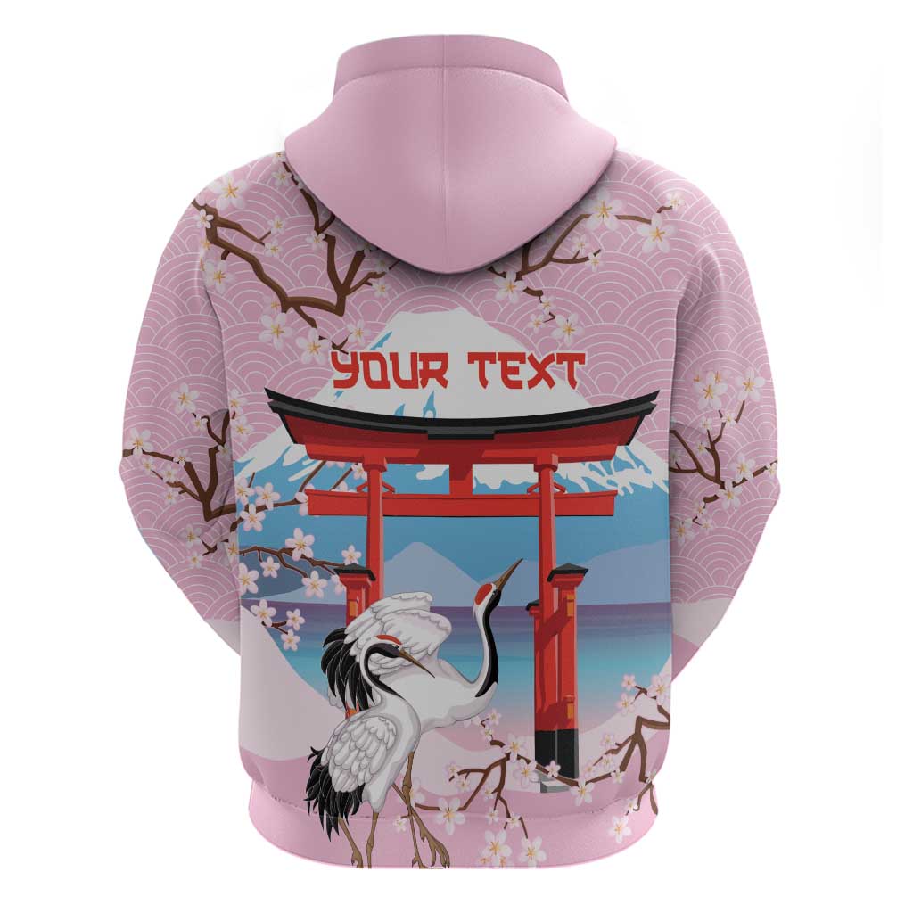 Japanese Torii Gate Cranes Personalised Hoodie Fuji Mount Sakura Seigaiha Pattern LT14 - Polynesian Pride