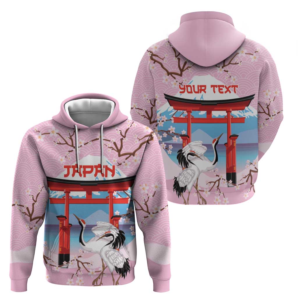 Japanese Torii Gate Cranes Personalised Hoodie Fuji Mount Sakura Seigaiha Pattern LT14 - Polynesian Pride