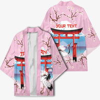 Japanese Torii Gate Cranes Personalised Kimono Fuji Mount Sakura Seigaiha Pattern LT14 - Polynesian Pride