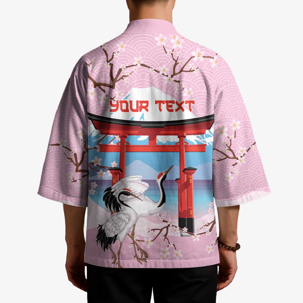 Japanese Torii Gate Cranes Personalised Kimono Fuji Mount Sakura Seigaiha Pattern LT14 - Polynesian Pride