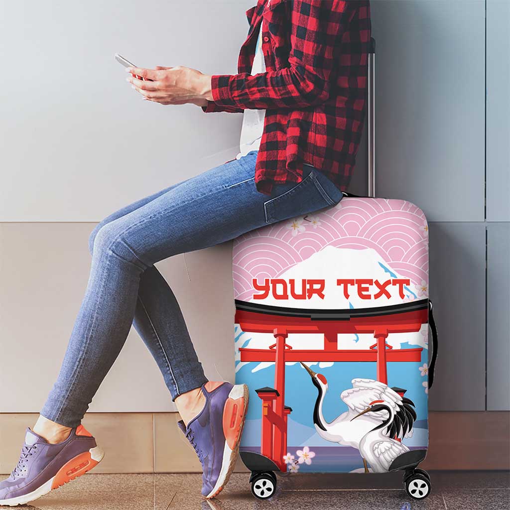 Japanese Torii Gate Cranes Personalised Luggage Cover Fuji Mount Sakura Seigaiha Pattern LT14 - Polynesian Pride