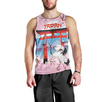 Japanese Torii Gate Cranes Personalised Men Tank Top Fuji Mount Sakura Seigaiha Pattern LT14 - Polynesian Pride
