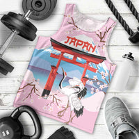 Japanese Torii Gate Cranes Personalised Men Tank Top Fuji Mount Sakura Seigaiha Pattern LT14 - Polynesian Pride