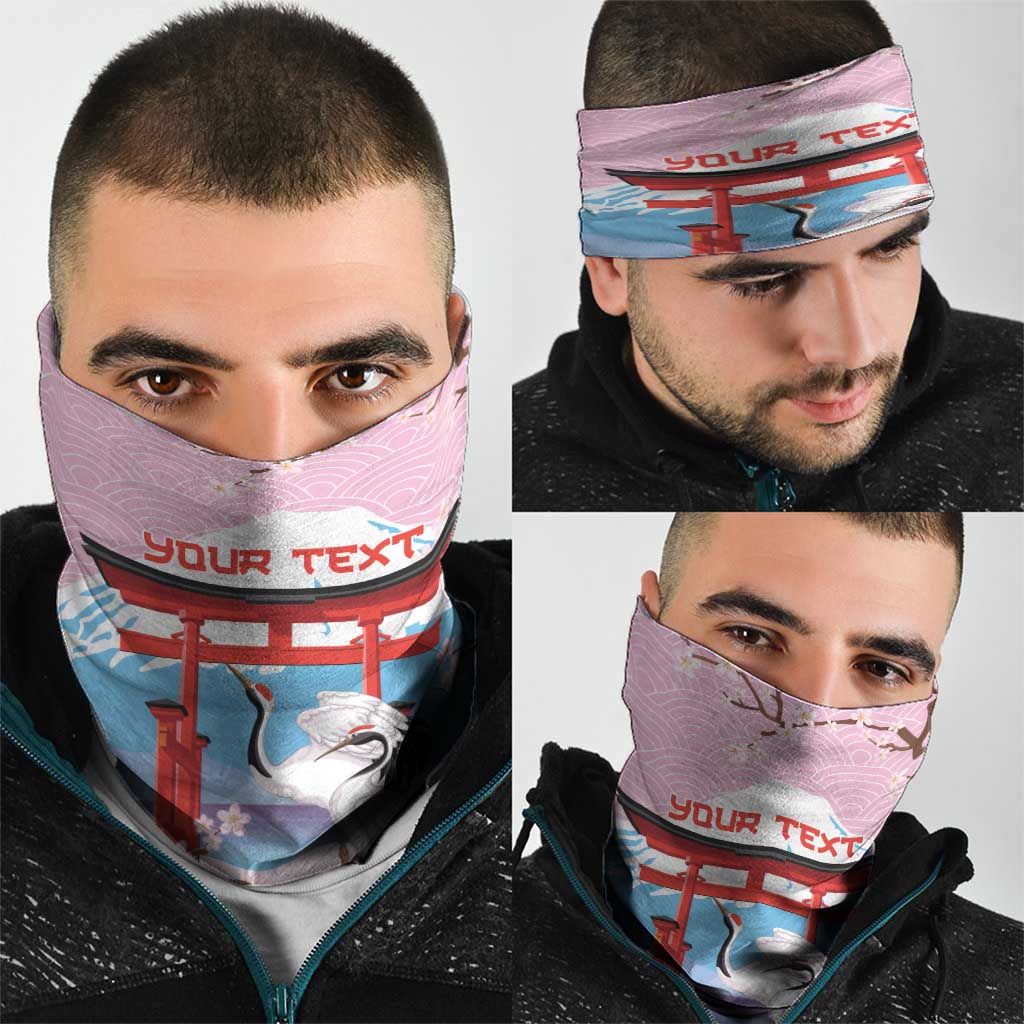 Japanese Torii Gate Cranes Personalised Neck Gaiter Fuji Mount Sakura Seigaiha Pattern LT14 - Polynesian Pride