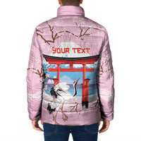 Japanese Torii Gate Cranes Personalised Padded Jacket Fuji Mount Sakura Seigaiha Pattern LT14 - Polynesian Pride