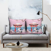 Japanese Torii Gate Cranes Personalised Pillow Cover Fuji Mount Sakura Seigaiha Pattern LT14 - Polynesian Pride