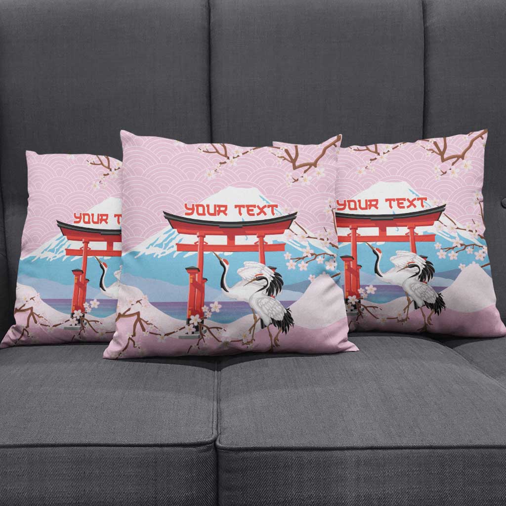 Japanese Torii Gate Cranes Personalised Pillow Cover Fuji Mount Sakura Seigaiha Pattern LT14 - Polynesian Pride