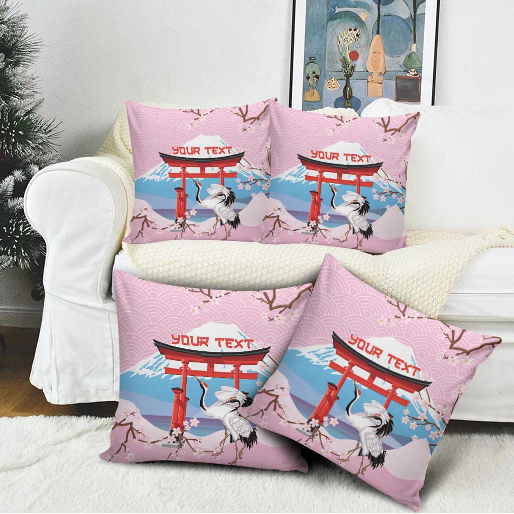 Japanese Torii Gate Cranes Personalised Pillow Cover Fuji Mount Sakura Seigaiha Pattern LT14 - Polynesian Pride