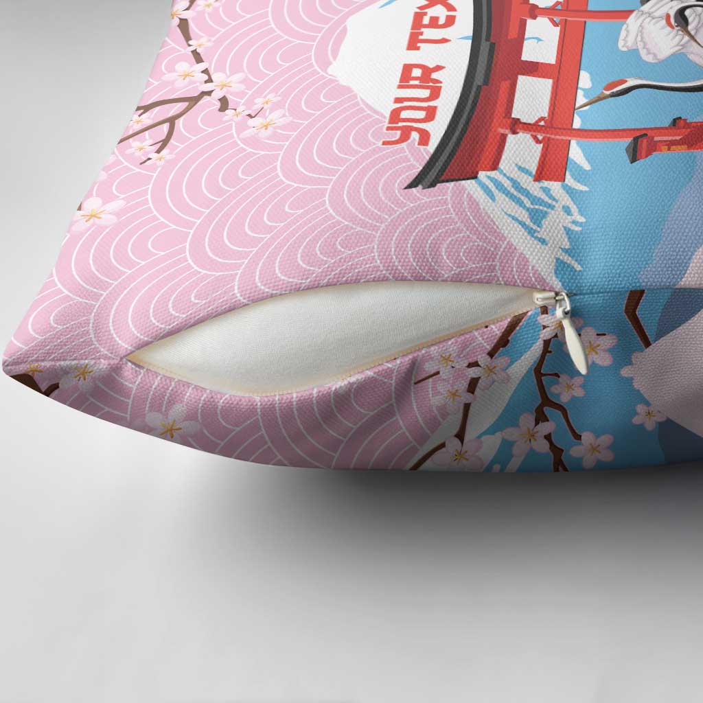 Japanese Torii Gate Cranes Personalised Pillow Cover Fuji Mount Sakura Seigaiha Pattern LT14 - Polynesian Pride