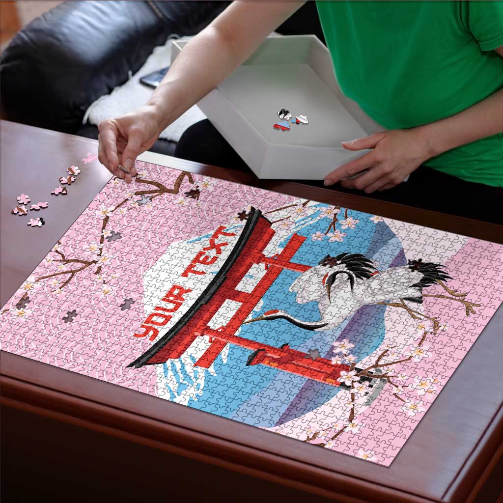 Japanese Torii Gate Cranes Personalised Puzzle Fuji Mount Sakura Seigaiha Pattern LT14 - Polynesian Pride