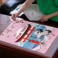 Japanese Torii Gate Cranes Personalised Puzzle Fuji Mount Sakura Seigaiha Pattern LT14 - Polynesian Pride