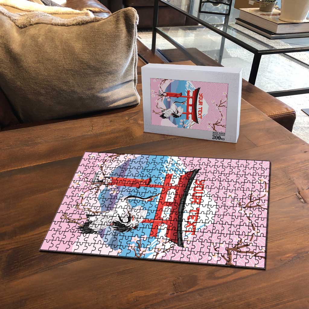 Japanese Torii Gate Cranes Personalised Puzzle Fuji Mount Sakura Seigaiha Pattern LT14 - Polynesian Pride