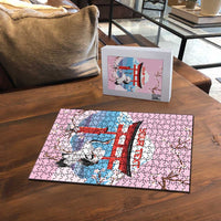 Japanese Torii Gate Cranes Personalised Puzzle Fuji Mount Sakura Seigaiha Pattern LT14 - Polynesian Pride