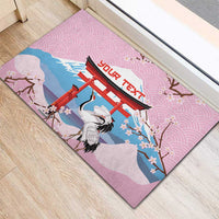 Japanese Torii Gate Cranes Personalised Rubber Doormat Fuji Mount Sakura Seigaiha Pattern LT14 - Polynesian Pride