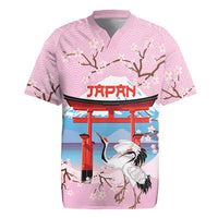 Japanese Torii Gate Cranes Personalised Rugby Jersey Fuji Mount Sakura Seigaiha Pattern LT14 Pink - Polynesian Pride