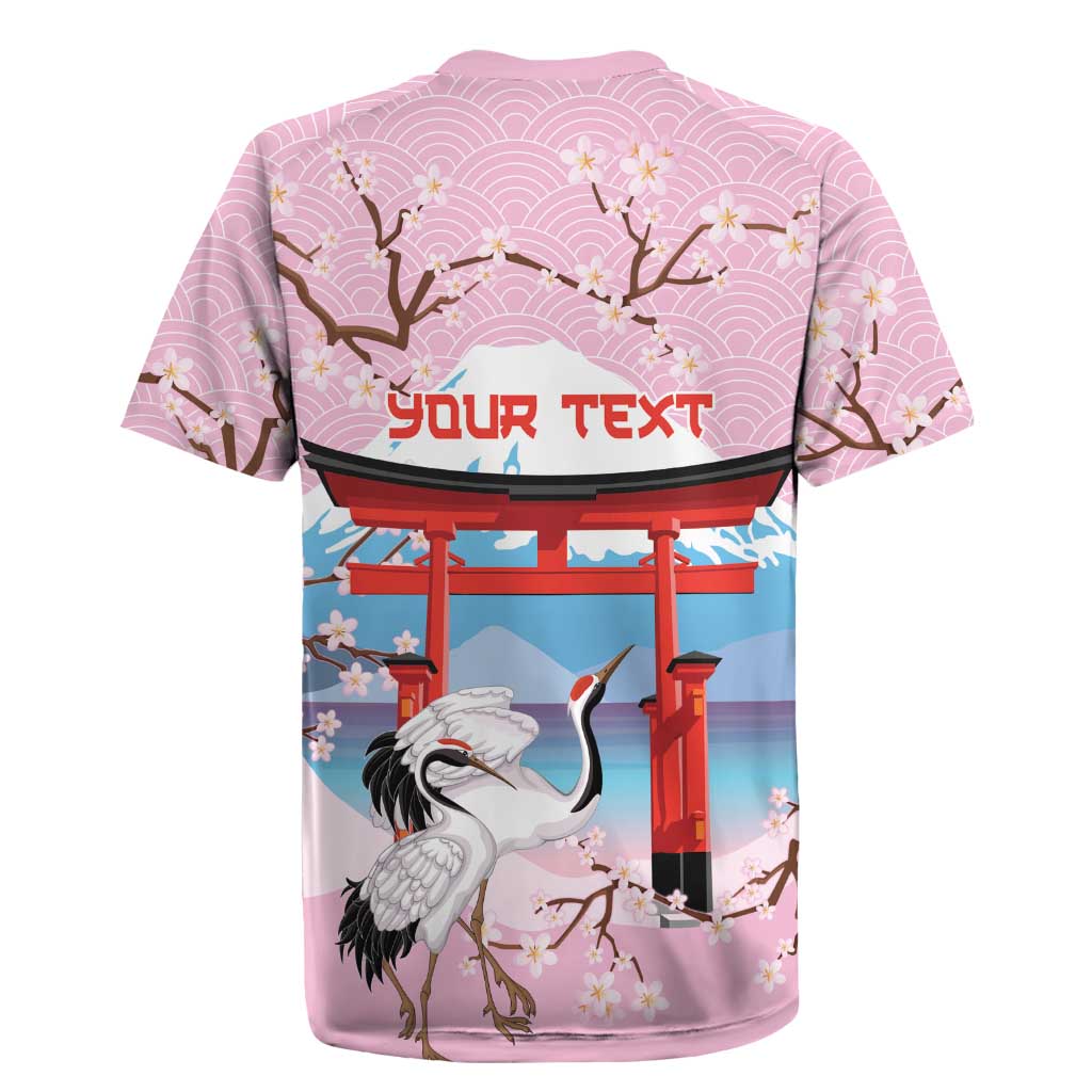 Japanese Torii Gate Cranes Personalised Rugby Jersey Fuji Mount Sakura Seigaiha Pattern LT14 - Polynesian Pride