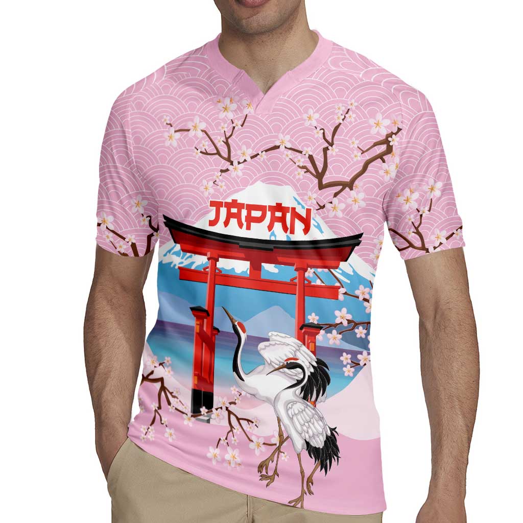 Japanese Torii Gate Cranes Personalised Rugby Jersey Fuji Mount Sakura Seigaiha Pattern LT14 - Polynesian Pride