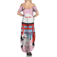 Japanese Torii Gate Cranes Personalised Summer Maxi Dress Fuji Mount Sakura Seigaiha Pattern LT14 - Polynesian Pride