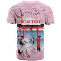 Japanese Torii Gate Cranes Personalised T Shirt Fuji Mount Sakura Seigaiha Pattern LT14 - Polynesian Pride