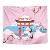Japanese Torii Gate Cranes Personalised Tapestry Fuji Mount Sakura Seigaiha Pattern LT14 - Polynesian Pride