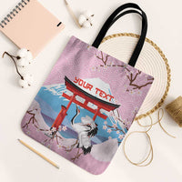 Japanese Torii Gate Cranes Personalised Tote Bag Fuji Mount Sakura Seigaiha Pattern LT14 Black Strap One Size Pink - Polynesian Pride
