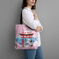 Japanese Torii Gate Cranes Personalised Tote Bag Fuji Mount Sakura Seigaiha Pattern LT14 - Polynesian Pride