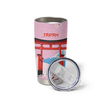 Japanese Torii Gate Cranes Personalised Tumbler Cup Fuji Mount Sakura Seigaiha Pattern LT14 - Polynesian Pride