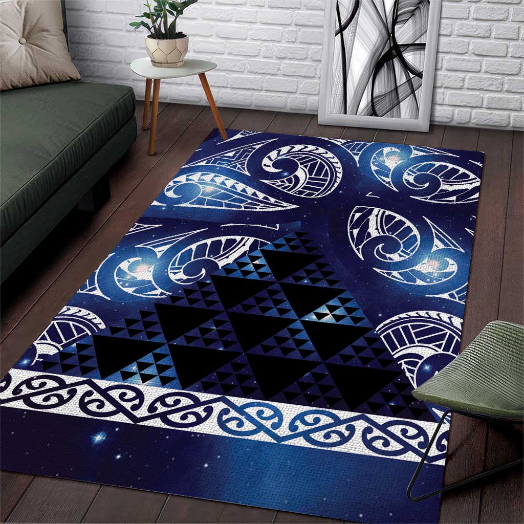 Matariki New Zealand Area Rug NZ Niho Taniwha Maori New Year Blue Galaxy