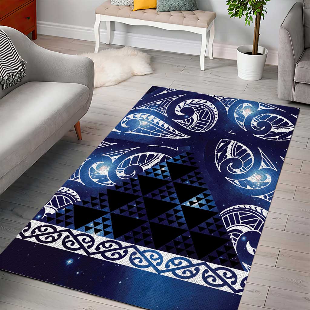 Matariki New Zealand Area Rug NZ Niho Taniwha Maori New Year Blue Galaxy