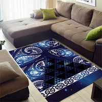 Matariki New Zealand Area Rug NZ Niho Taniwha Maori New Year Blue Galaxy