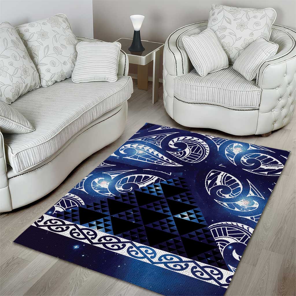 Matariki New Zealand Area Rug NZ Niho Taniwha Maori New Year Blue Galaxy