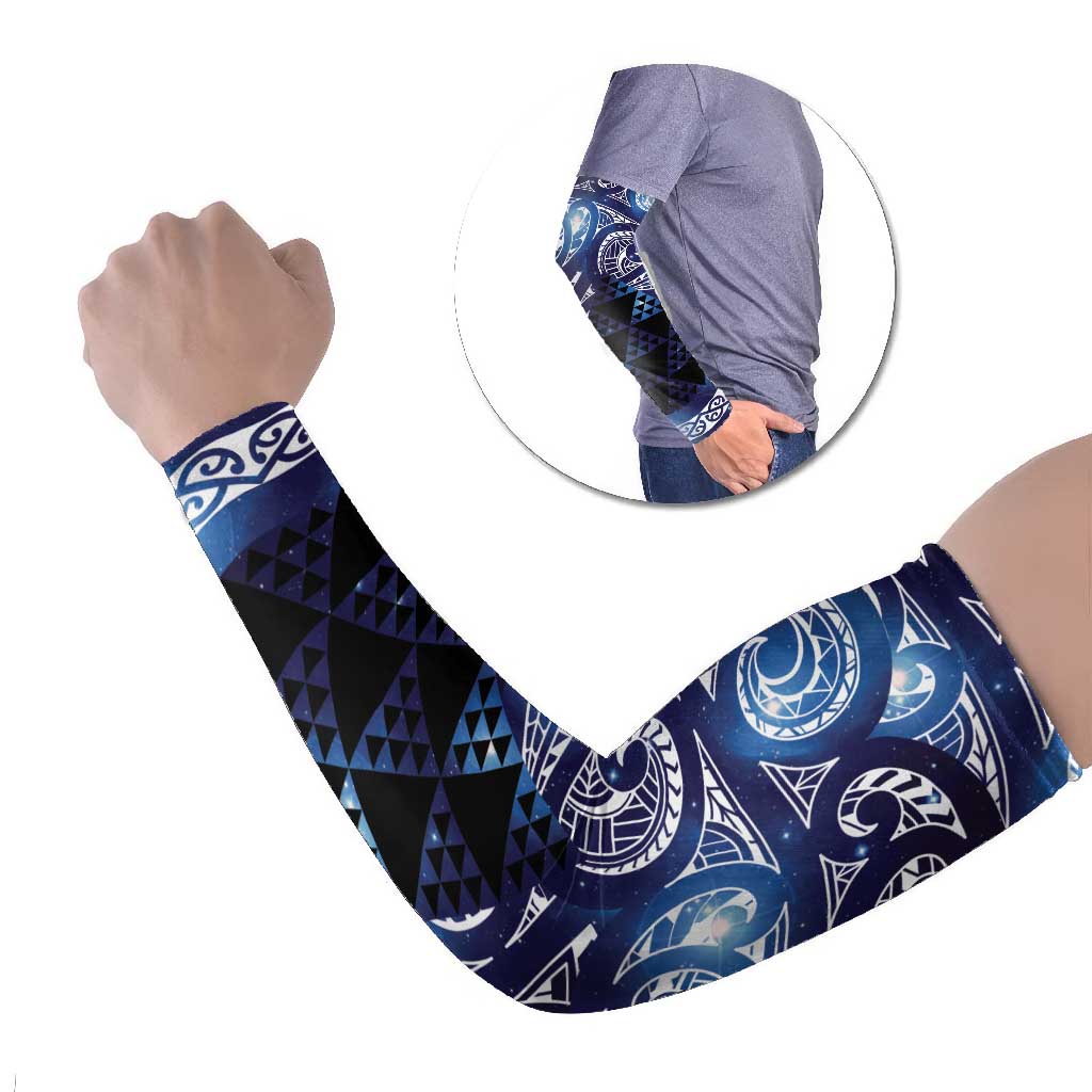 Matariki New Zealand Arm Sleeves NZ Niho Taniwha Maori New Year Blue Galaxy LT14 Set of 2 Blue - Polynesian Pride