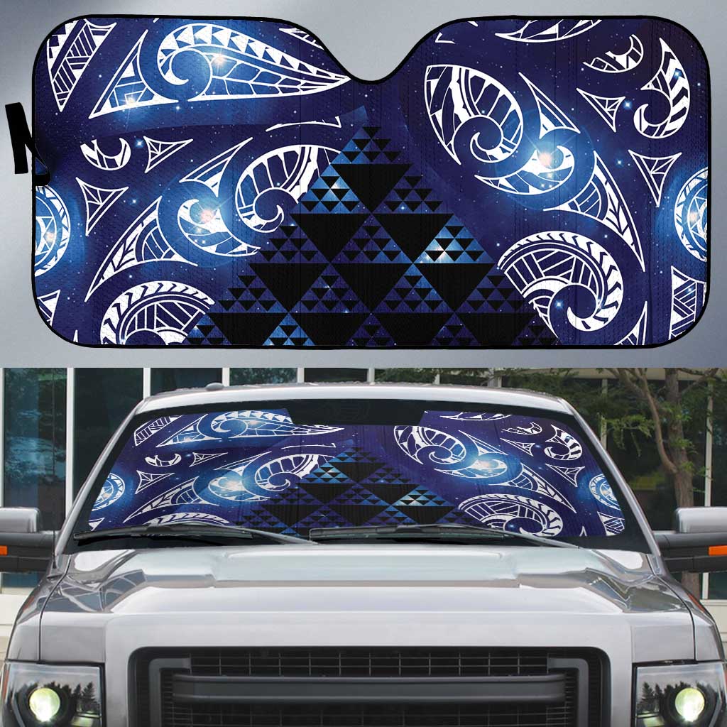 Matariki New Zealand Auto Sun Shade NZ Niho Taniwha Maori New Year Blue Galaxy LT14 Blue - Polynesian Pride