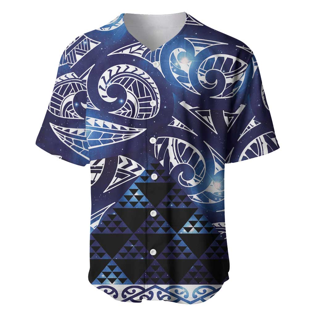 Matariki New Zealand Baseball Jersey NZ Niho Taniwha Maori New Year Blue Galaxy LT14 Blue - Polynesian Pride
