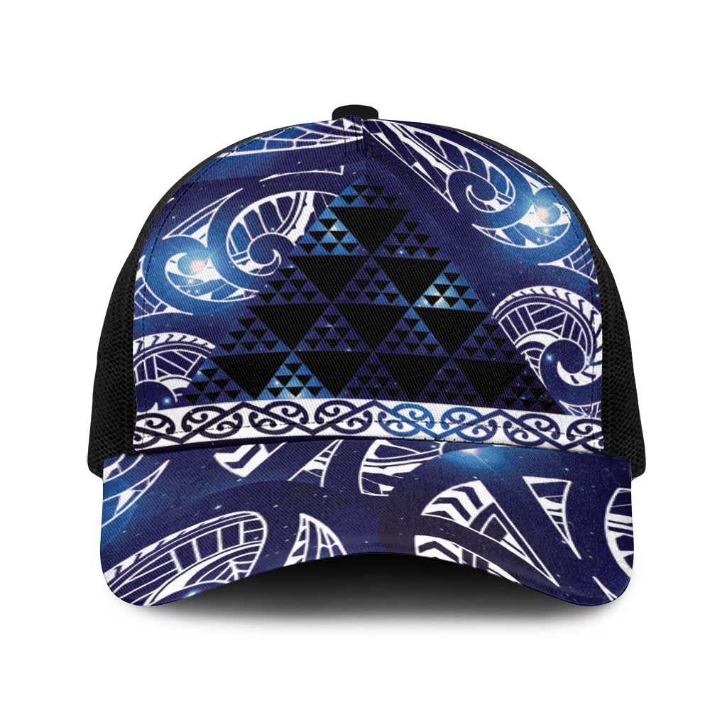 Matariki New Zealand Baseball Net Cap NZ Niho Taniwha Maori New Year Blue Galaxy LT14 One Size Black Blue - Polynesian Pride