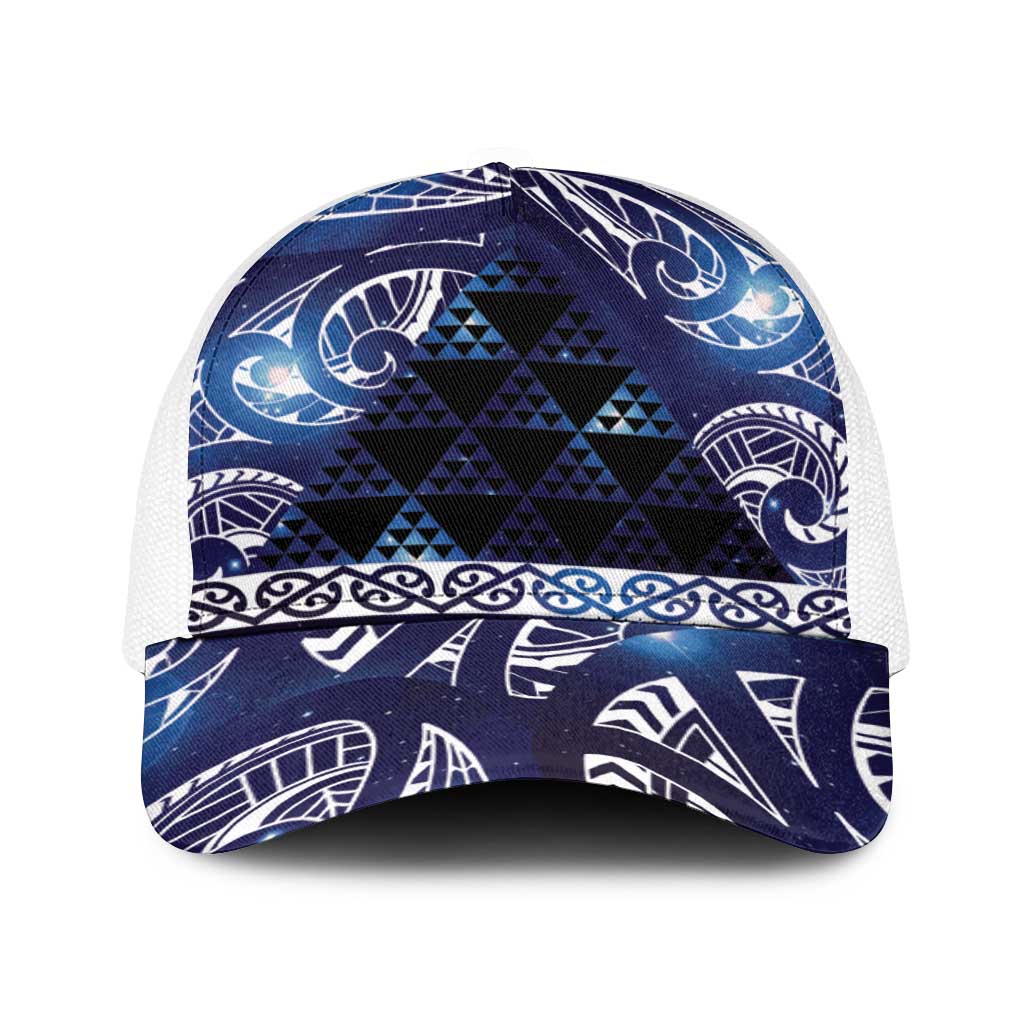 Matariki New Zealand Baseball Net Cap NZ Niho Taniwha Maori New Year Blue Galaxy LT14 One Size White Blue - Polynesian Pride