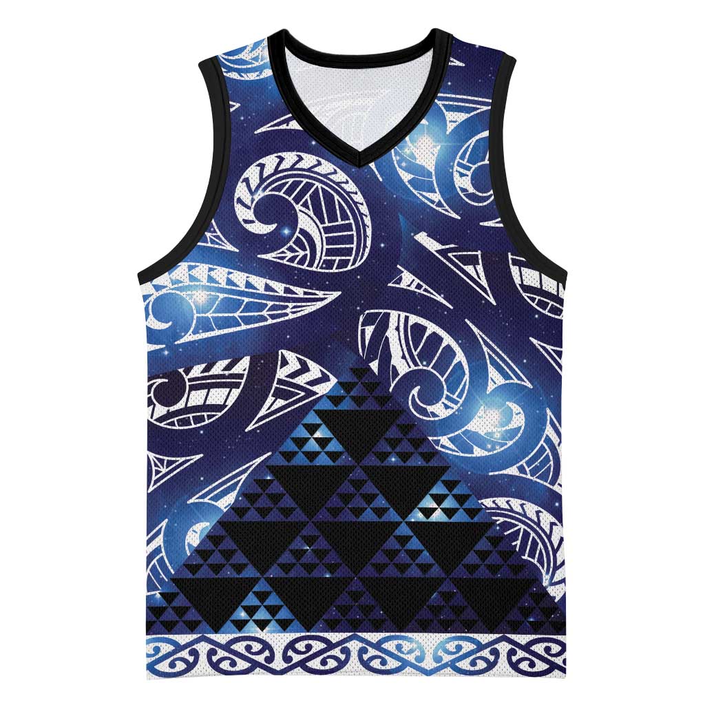 Matariki New Zealand Basketball Jersey NZ Niho Taniwha Maori New Year Blue Galaxy LT14 Unisex Blue - Polynesian Pride