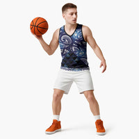 Matariki New Zealand Basketball Jersey NZ Niho Taniwha Maori New Year Blue Galaxy LT14 - Polynesian Pride